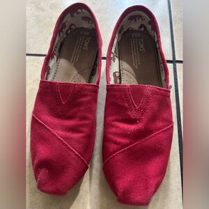 TOMS Vibrant Red Canvas Slip-Ons